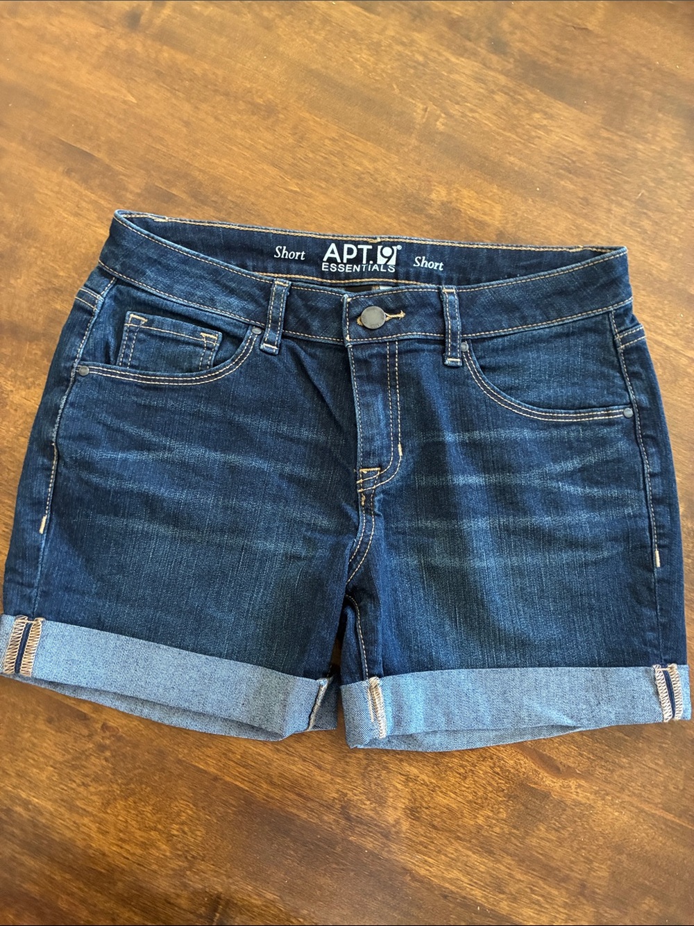 Apt. 9 Dark Blue Cuffed Denim Shorts